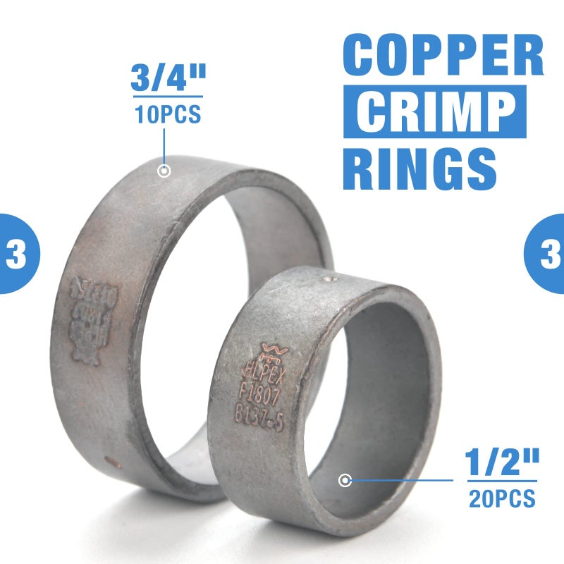 IWISS Angle PEX Crimping Tools Combo Kits for 1/2" & 3/4" Pex Crimp Rings with Go/No-Go Gauge with PEX Pipe Cutter Suits for All US F1807 Standards Copper Rings - Image 4